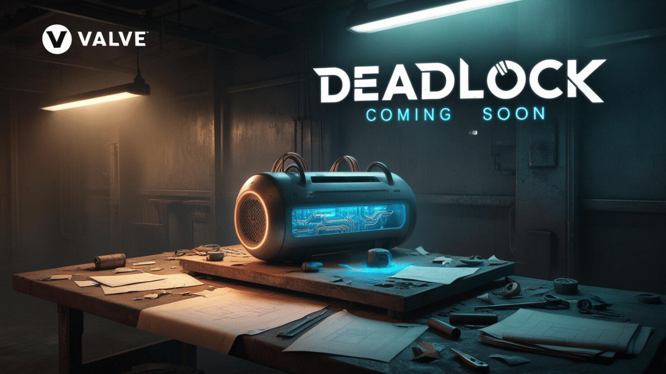 Teaser image for Valve's new game Deadlock, showcasing its early development phase on Steam